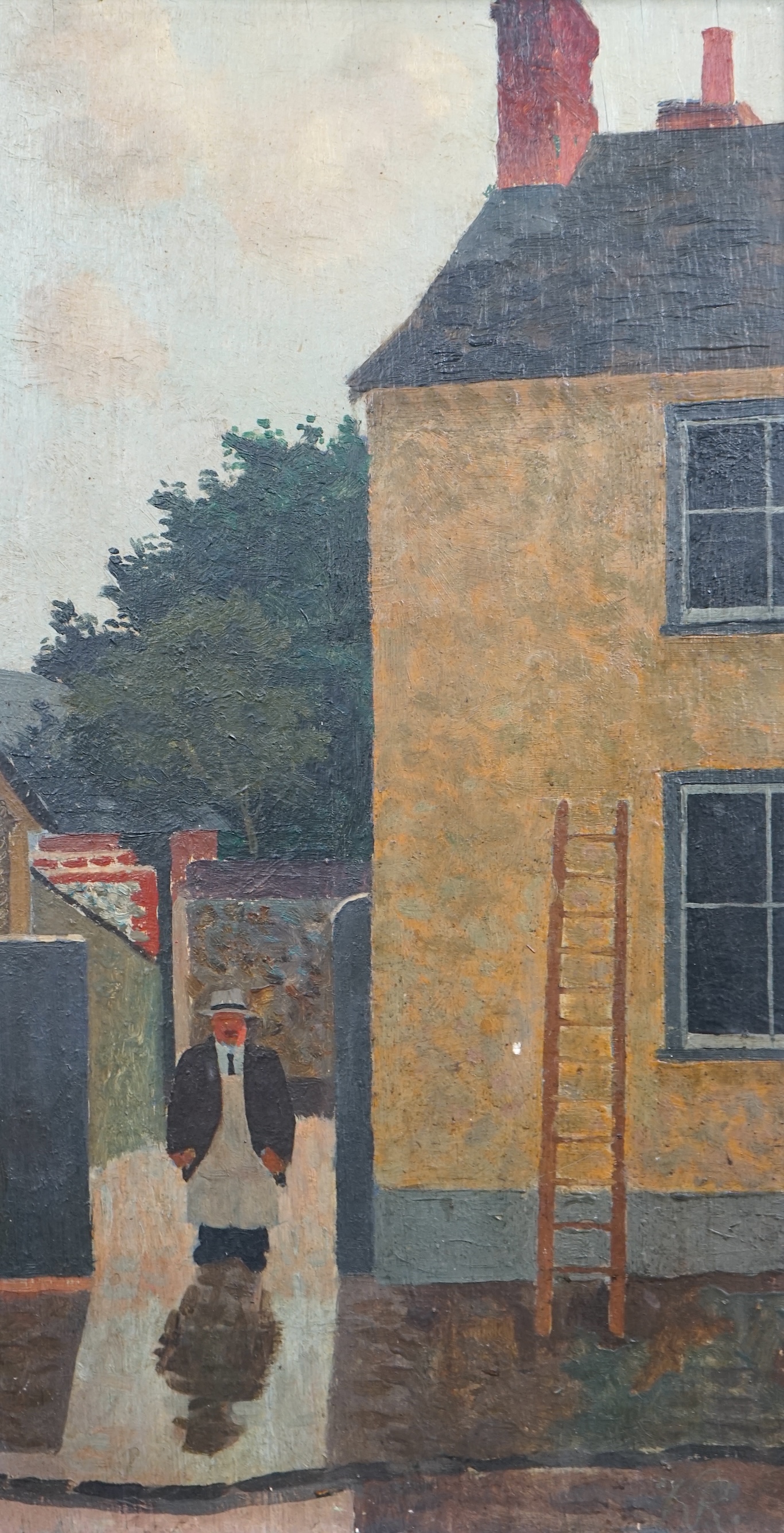 Kenneth Rowntree (British, 1915-1997), 'Portrait of Mr Davy, Builder and Decorator', oil on panel, 51 x 27cm